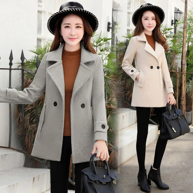 Sieviešu vilnas mētelis korejiešu 2023. gada jauns rudens elegants īss, plāns vilnas virsdrēbes Sieviešu ikdienas jakas, topi sieviešu mēteļi, apģērbi