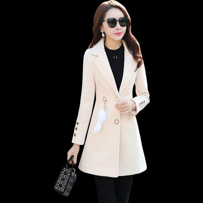 Vilnas sieviešu jaka rudens ziemas sieviešu mētelis korejiešu versija jauni vidēji gari vilnas silti mēteļi ikdienas vilnas sieviešu virsdrēbju topi R1489