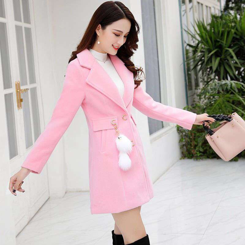 Vilnas sieviešu jaka rudens ziemas sieviešu mētelis korejiešu versija jauni vidēji gari vilnas silti mēteļi ikdienas vilnas sieviešu virsdrēbju topi R1489