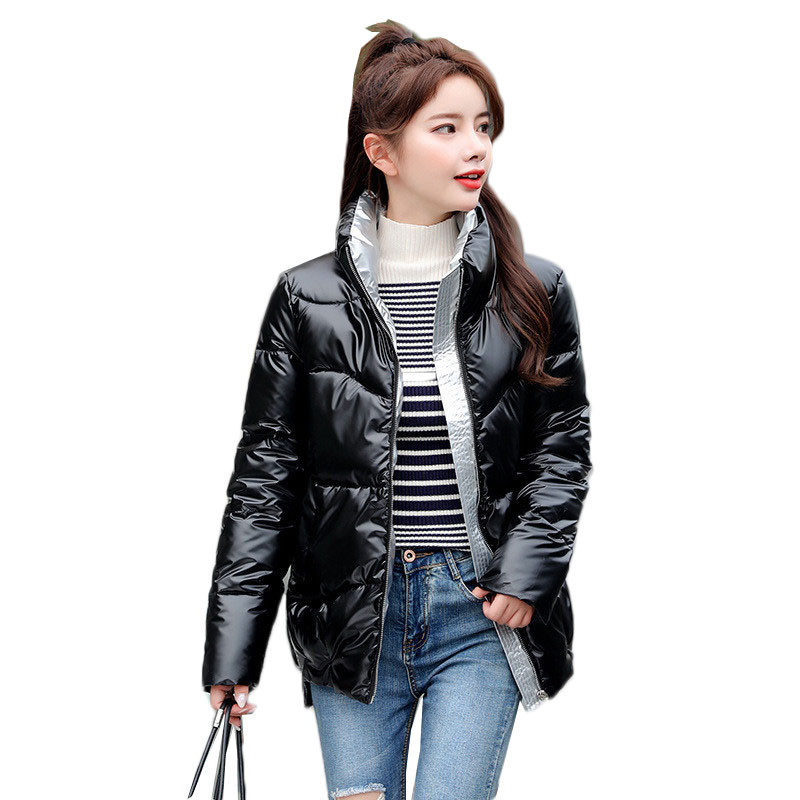 Jachetă Parka de iarnă pentru femei 2021, groasă, caldă, scurtă, îmbrăcăminte exterioară pentru femei, guler în picioare, haină căptușită din bumbac largi, Topuri de bază pentru femei Y461