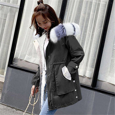 2022. gada ziema Jauna sieviešu jaka Plīša mētelis Sieviešu vidēja garuma Sieviešu Parkas Biezs Saglabā siltumu Kokvilnas apģērbi Sieviešu mētelis A