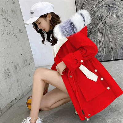 2022. gada ziema Jauna sieviešu jaka Plīša mētelis Sieviešu vidēja garuma Sieviešu Parkas Biezs Saglabā siltumu Kokvilnas apģērbi Sieviešu mētelis A