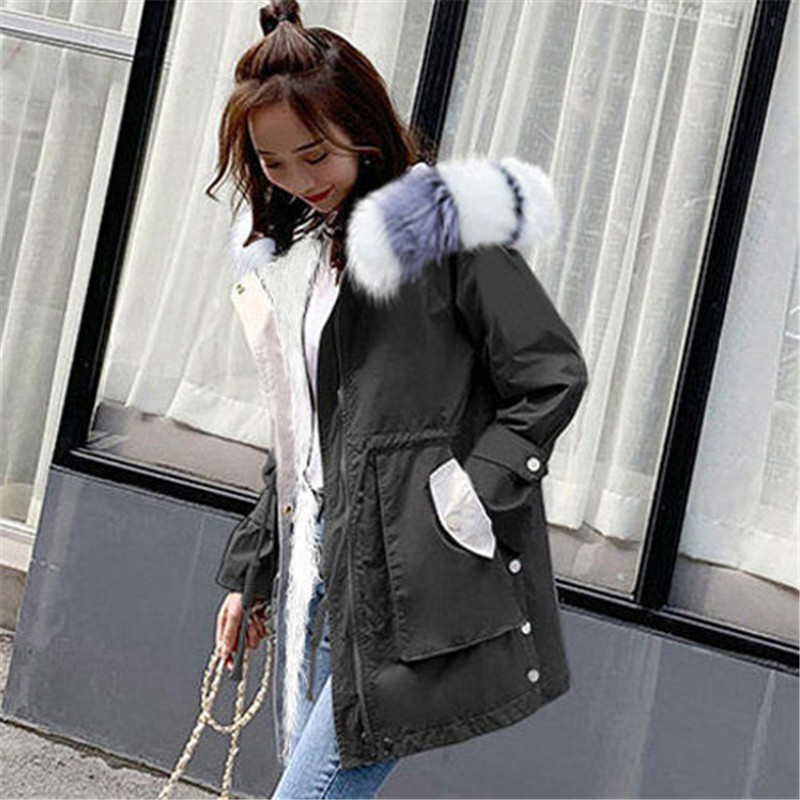 2022. gada ziema Jauna sieviešu jaka Plīša mētelis Sieviešu vidēja garuma Sieviešu Parkas Biezs Saglabā siltumu Kokvilnas apģērbi Sieviešu mētelis A