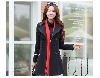 Jakna Ženski kaputi s dvorednim kopčanjem Elegantni gornji kaput Osnovni kaput S džepovima Vuneni dugi kaput Top kaputi za žene Ženske jakne