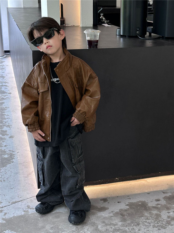 2-8T PU jakne za dječake Odjeća za malu djecu Odjeća za dječake Jesen Zima Kaputi za dojenčad Gornja odjeća Modna ulična dječja odjeća