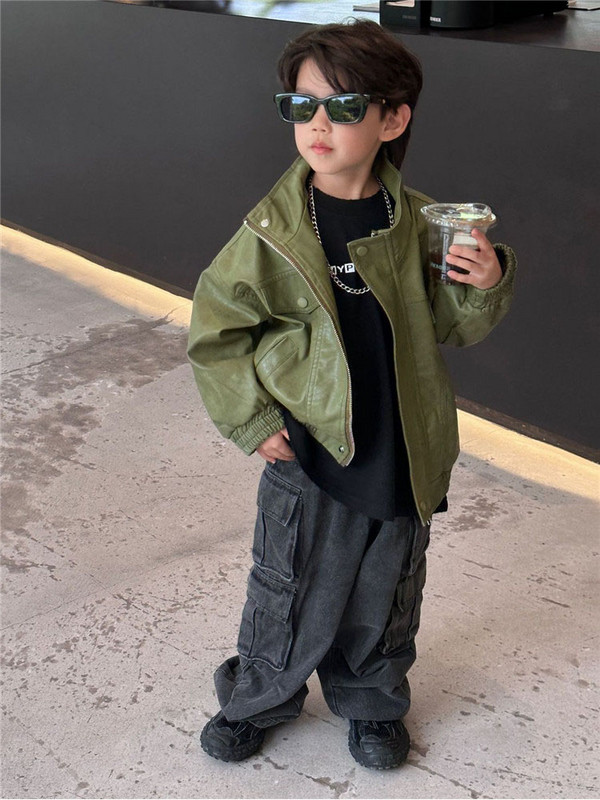 2-8T PU jakne za dječake Odjeća za malu djecu Odjeća za dječake Jesen Zima Kaputi za dojenčad Gornja odjeća Modna ulična dječja odjeća