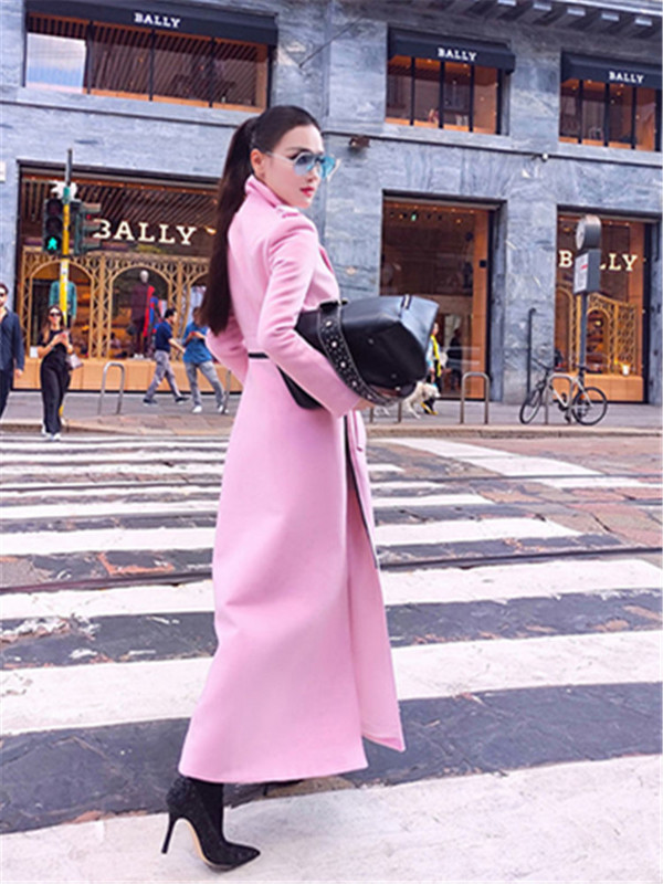 2023 Jesen Zima Novi ženski modni vuneni kaput dugih rukava s prorezima s reverima temperamenta uskog struka s džepnim džepovima