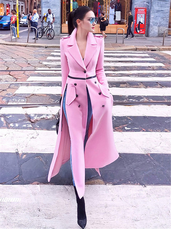 2023 Jesen Zima Novi ženski modni vuneni kaput dugih rukava s prorezima s reverima temperamenta uskog struka s džepnim džepovima