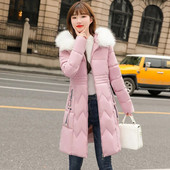 Női téli dzseki 2022 Női nagy szőrme gallér, kapucnis le parkok vastag meleg pamut párnázott alap felsők, hosszú női vattás kabát