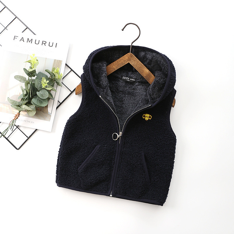 3-11 godina Dječji prsluci Kaputi Jesen Zima Prsluci za dječake i djevojčice Jakna s kapuljačom i patentnim zatvaračem Jednobojna dječja gornja odjeća Gornja odjeća Hy35