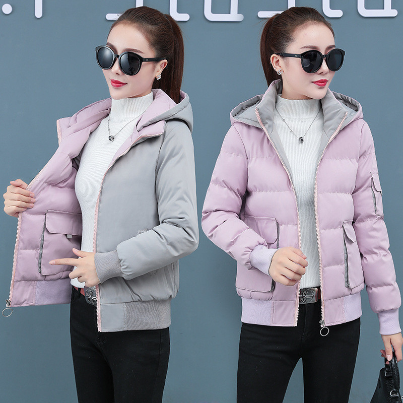 Ženska puhasta pamučna jakna Ženska Nova Nosivost s obje strane Ležerne majice Velike veličine Ženske parke Ženska jakna Kratki kaput 4XLA168