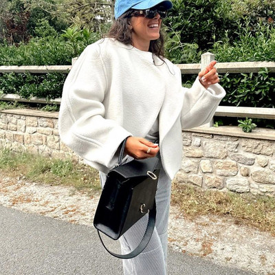 Jachetă decupată, solidă, de modă pentru femei, top cu mânecă lungă, caldă, toamnă iarnă, cardigan pentru femei, ocazional, lână, îmbrăcăminte de stradă