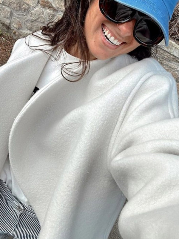 Jachetă decupată, solidă, de modă pentru femei, top cu mânecă lungă, caldă, toamnă iarnă, cardigan pentru femei, ocazional, lână, îmbrăcăminte de stradă