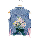 Jachete de blugi pentru copii Vestă Fete Bebeluși Broderie de flori Mantouri Primăvara Toamnă Moda Copii Îmbrăcăminte pentru copii Costum de urs din desene animate