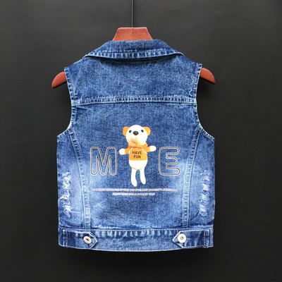 Jachete de blugi pentru copii Vestă Fete Bebeluși Broderie de flori Mantouri Primăvara Toamnă Moda Copii Îmbrăcăminte pentru copii Costum de urs din desene animate