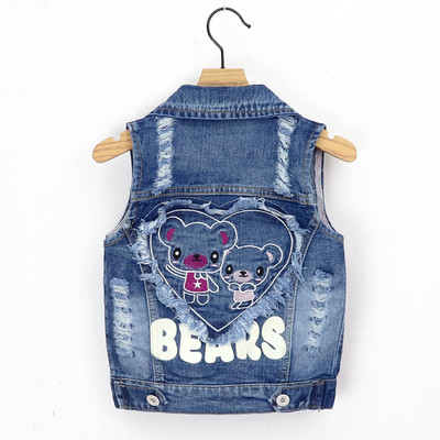 Jachete de blugi pentru copii Vestă Fete Bebeluși Broderie de flori Mantouri Primăvara Toamnă Moda Copii Îmbrăcăminte pentru copii Costum de urs din desene animate