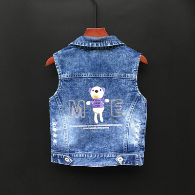 Jachete de blugi pentru copii Vestă Fete Bebeluși Broderie de flori Mantouri Primăvara Toamnă Moda Copii Îmbrăcăminte pentru copii Costum de urs din desene animate