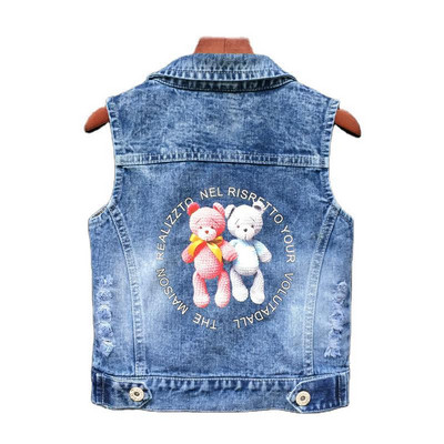 Jachete de blugi pentru copii Vestă Fete Bebeluși Broderie de flori Mantouri Primăvara Toamnă Moda Copii Îmbrăcăminte pentru copii Costum de urs din desene animate