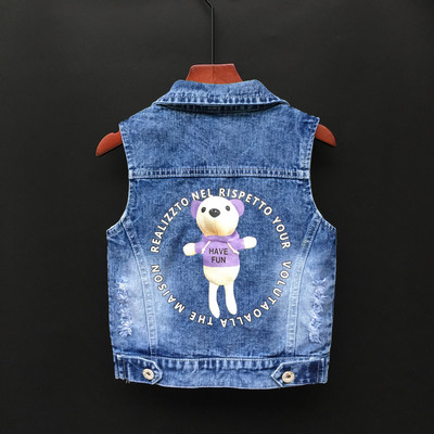 Jachete de blugi pentru copii Vestă Fete Bebeluși Broderie de flori Mantouri Primăvara Toamnă Moda Copii Îmbrăcăminte pentru copii Costum de urs din desene animate