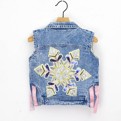 Jachete de blugi pentru copii Vestă Fete Bebeluși Broderie de flori Mantouri Primăvara Toamnă Moda Copii Îmbrăcăminte pentru copii Costum de urs din desene animate