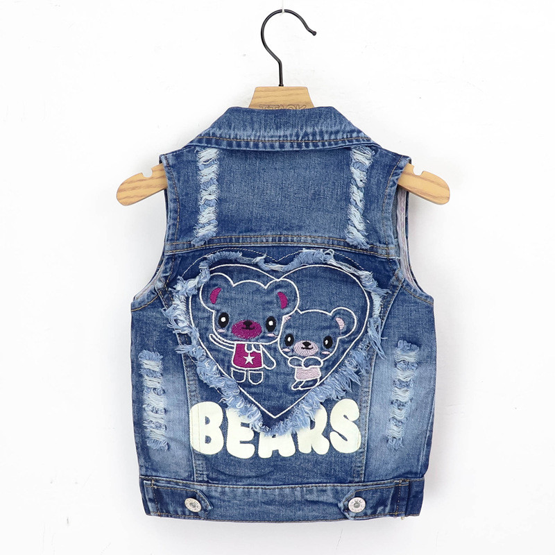 Jachete de blugi pentru copii Vestă Fete Bebeluși Broderie de flori Mantouri Primăvara Toamnă Moda Copii Îmbrăcăminte pentru copii Costum de urs din desene animate