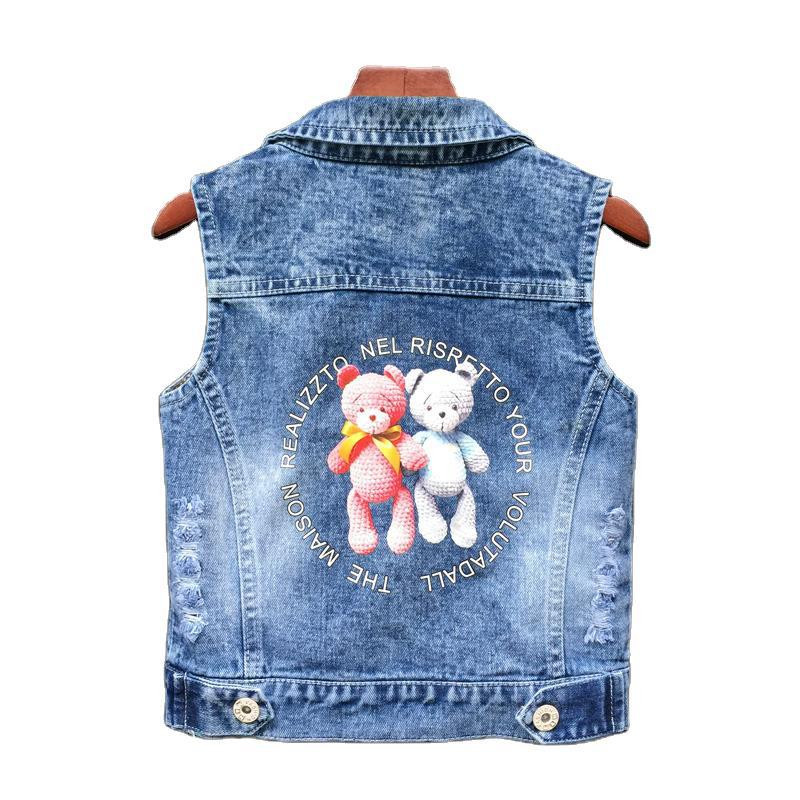 Jachete de blugi pentru copii Vestă Fete Bebeluși Broderie de flori Mantouri Primăvara Toamnă Moda Copii Îmbrăcăminte pentru copii Costum de urs din desene animate