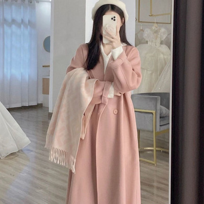 Toamnă și iarnă Jachetă nouă de damă din tweed, moda coreeană, de lux, îngroșată, largi, lungă, haine femei