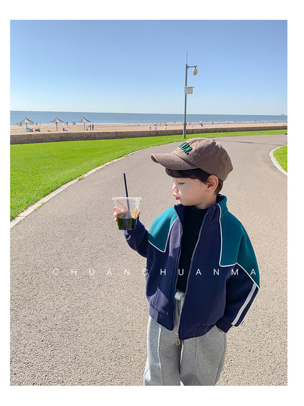 Fiúk és lányok kabát őszi és téli gyerek plusz bársony új téli ruhák állógalléros baseball ruha felső