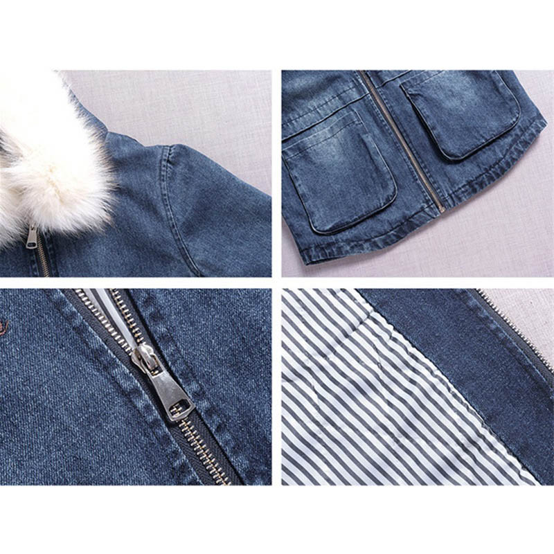 Jachetă de damă din blugi 2023, iarnă, groasă, din blugi de bumbac.