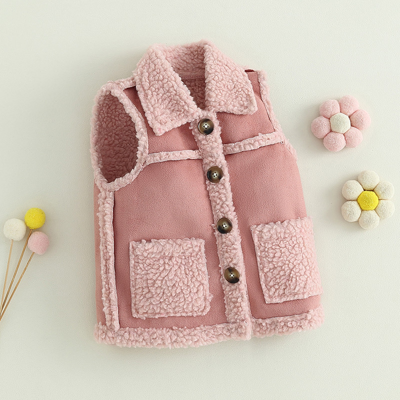 3-8 gadi bērniem plīša silta veste meitenēm rudens ziemas apģērbi bez piedurknēm pogām kabatas veste mētelis bērnu jakas virsdrēbes