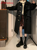 Garš mētelis ar melnu ragu Mētelis sievietēm Sieviešu mētelis Sieviešu ziemas jakas mēteļi un jakas Sieviešu пальто женское