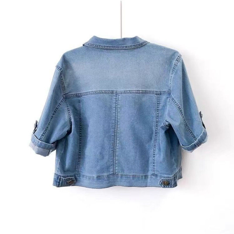 Uued naiste teksajakk kevadine sügis lühike mantel Sinine mitmekülgne lühikeste varrukatega teksajoped vabaaja lahtised korea topid Naiste ülerõivad