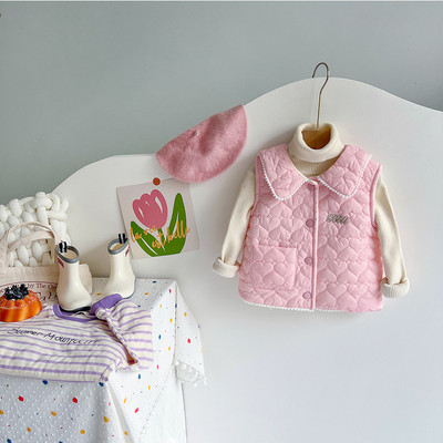 Dječji prsluk Jesen Zima Novi mali miris za djevojčice Lagana tanka jakna bez rukava s četvrtastim izrezom 1-7 godina, modna dječja odjeća