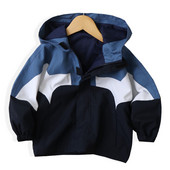 Dječje jakne za dječake Jesen 2022. Nova kvaliteta Vodootporne 12-godišnje dječje jakne s kapuljačom blokirane boje za djevojčice Vjetrobranski kaputi