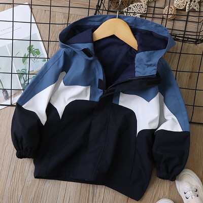 Dječje jakne za dječake Jesen 2022. Nova kvaliteta Vodootporne 12-godišnje dječje jakne s kapuljačom blokirane boje za djevojčice Vjetrobranski kaputi