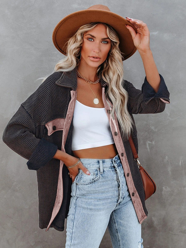 Ženska ležerna retro jednobojna jakna dugih rukava proljeće jesen Harajuku gornja odjeća s otvorenim ovratnikom i gumbima Femme Streetwear Široki kaput