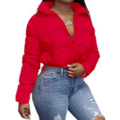 Pamučni kaput Modni uski ženski samostojeći ovratnik s uzicom Jednobojni dugi rukavi s patchwork patentnim zatvaračem Kratka jakna Parka