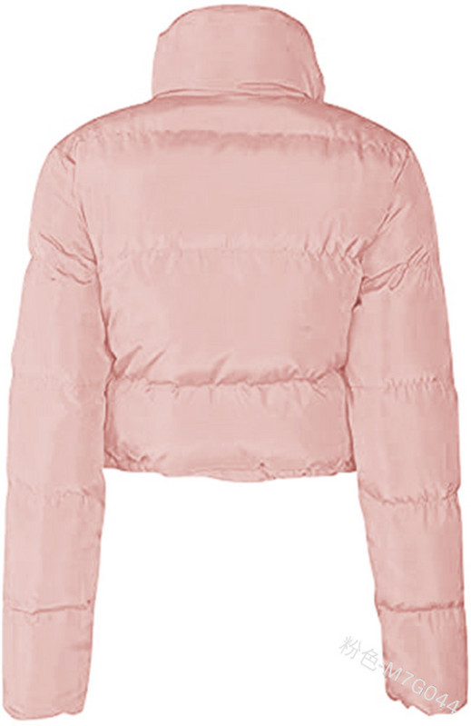 Pamučni kaput Modni uski ženski samostojeći ovratnik s uzicom Jednobojni dugi rukavi s patchwork patentnim zatvaračem Kratka jakna Parka