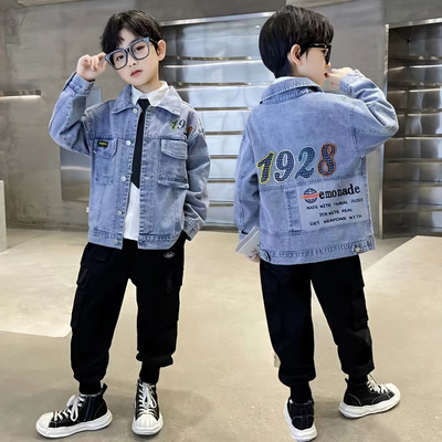 Jachetă de blugi nouă, haine, îmbrăcăminte de stradă, primăvară, toamnă, băiat, în aer liber, 2023, ocazional, sport largi, îmbrăcăminte răcoroasă, haine la modă
