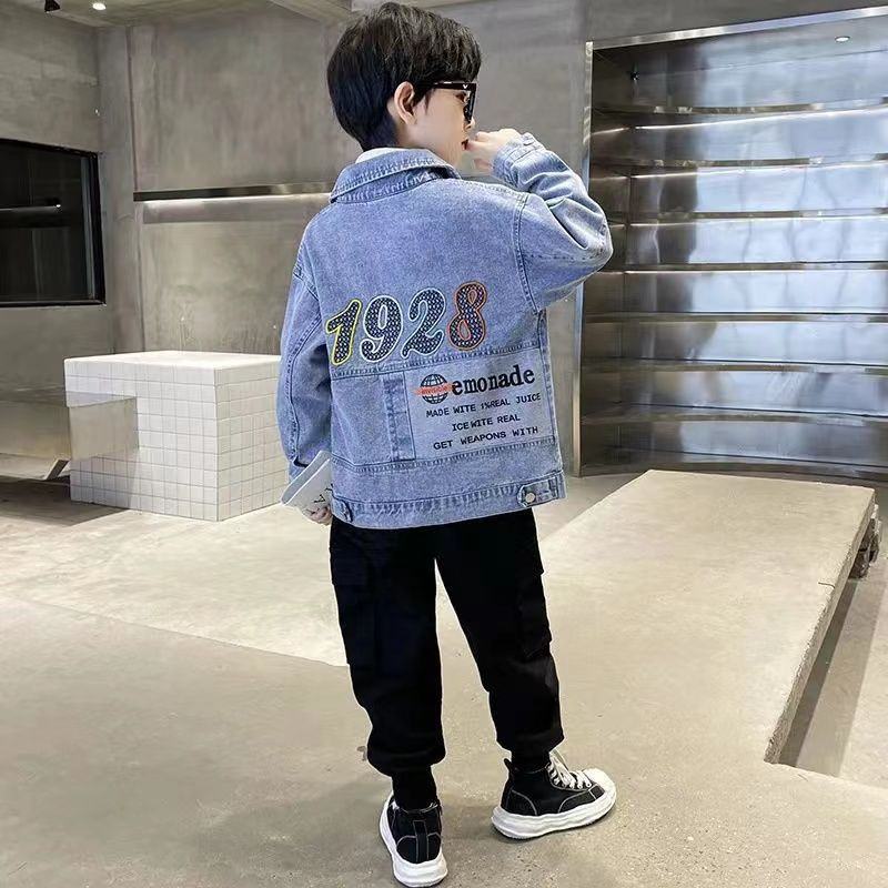 Jachetă de blugi nouă, haine, îmbrăcăminte de stradă, primăvară, toamnă, băiat, în aer liber, 2023, ocazional, sport largi, îmbrăcăminte răcoroasă, haine la modă