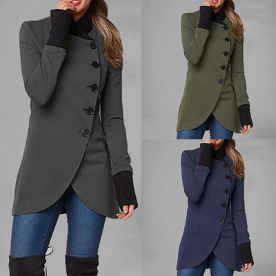 Класическо яке, палто със средна дължина, супер меко дамско палто, едноредово ежедневно зимно палто