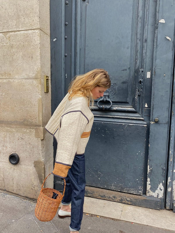 Elegantni patchwork kardigan kaput Ženski ležerni s jednim kopčanjem, široka jakna dugih rukava Ženski kratki kaputi jesen-zima 2023.