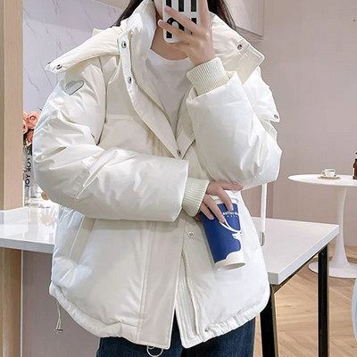 Xpqbb 2023. zimska labava jakna s pamučnom podstavom, ženska prekomjerna jakna, topla jakna s kapuljačom, ženski korejski vodootporni kaput