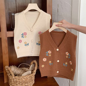 Mergaičių megztinis 1-6 metų rudens suknelė vaikams megztinis kūdikių megztinis siuvinėtas mezgimas V formos kakleliu megztinis liemenė paltas kūdikių drabužėliai