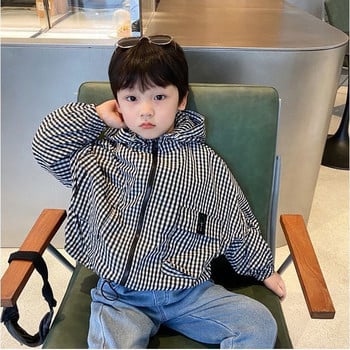 2023 Παιδικά αγόρια Κορεάτικη Άνοιξη Φθινόπωρο Λευκά Μπουφάν Μπουφάν παλτό 80-140 εκ. Νήπια Casual Hooded Windbreaker