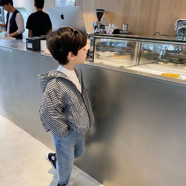 2023 Dječje korejske proljeće jesen bijele crne karirane jakne kaputi 80-140 cm za malu djecu ležerne vjetrovke s kapuljačom