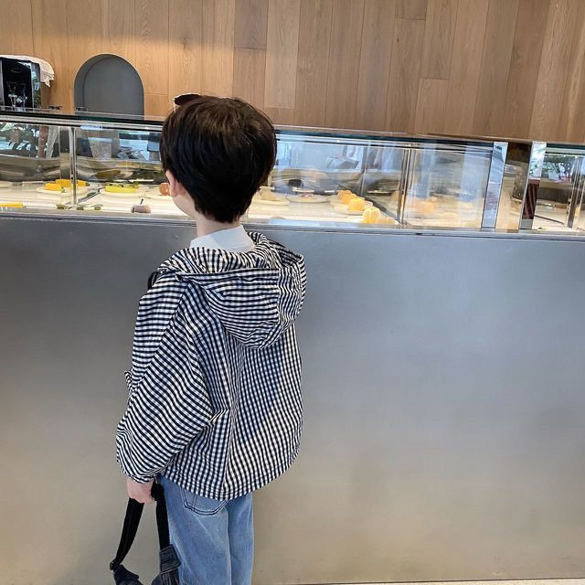 2023 Dječje korejske proljeće jesen bijele crne karirane jakne kaputi 80-140 cm za malu djecu ležerne vjetrovke s kapuljačom