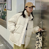 Zimska parka s kapuljačom Jakna Kaput Ženska podstavljena jakna Kaput s patentnim zatvaračem Ležerna prevelika jednobojna ženska topla odjeća