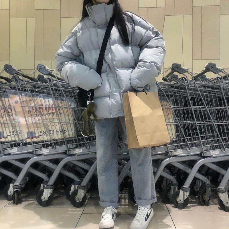 Zimska parka s kapuljačom Jakna Kaput Ženska podstavljena jakna Kaput s patentnim zatvaračem Ležerna prevelika jednobojna ženska topla odjeća