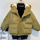 Jauna zēnu jaka, flīsa, bērnu mēteļi, bērnu virsdrēbes, rudens ziema 2022-W023A